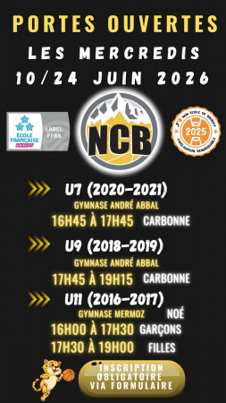Portes ouvertes à l'école de basket mercredis 10 et 24 Juin