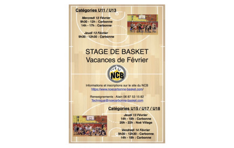 Stage Vacances de Février