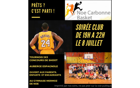 Soirée club jeudi 8 Juillet 2021