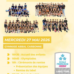 Label "Ecole Française de Mini Basket" 3 étoiles